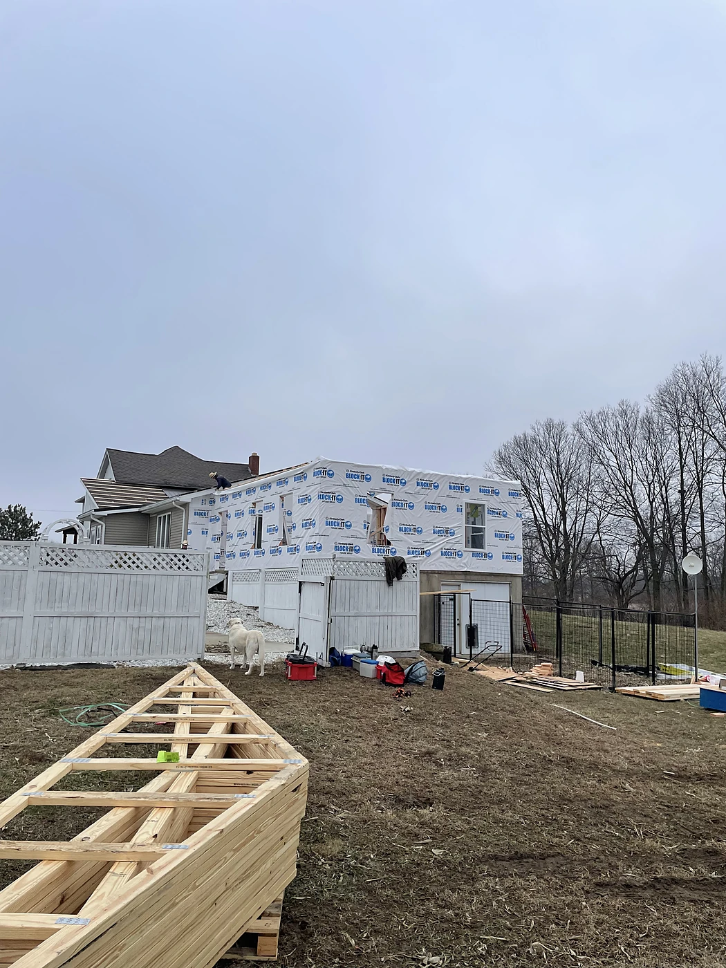 Two-story addition during framing