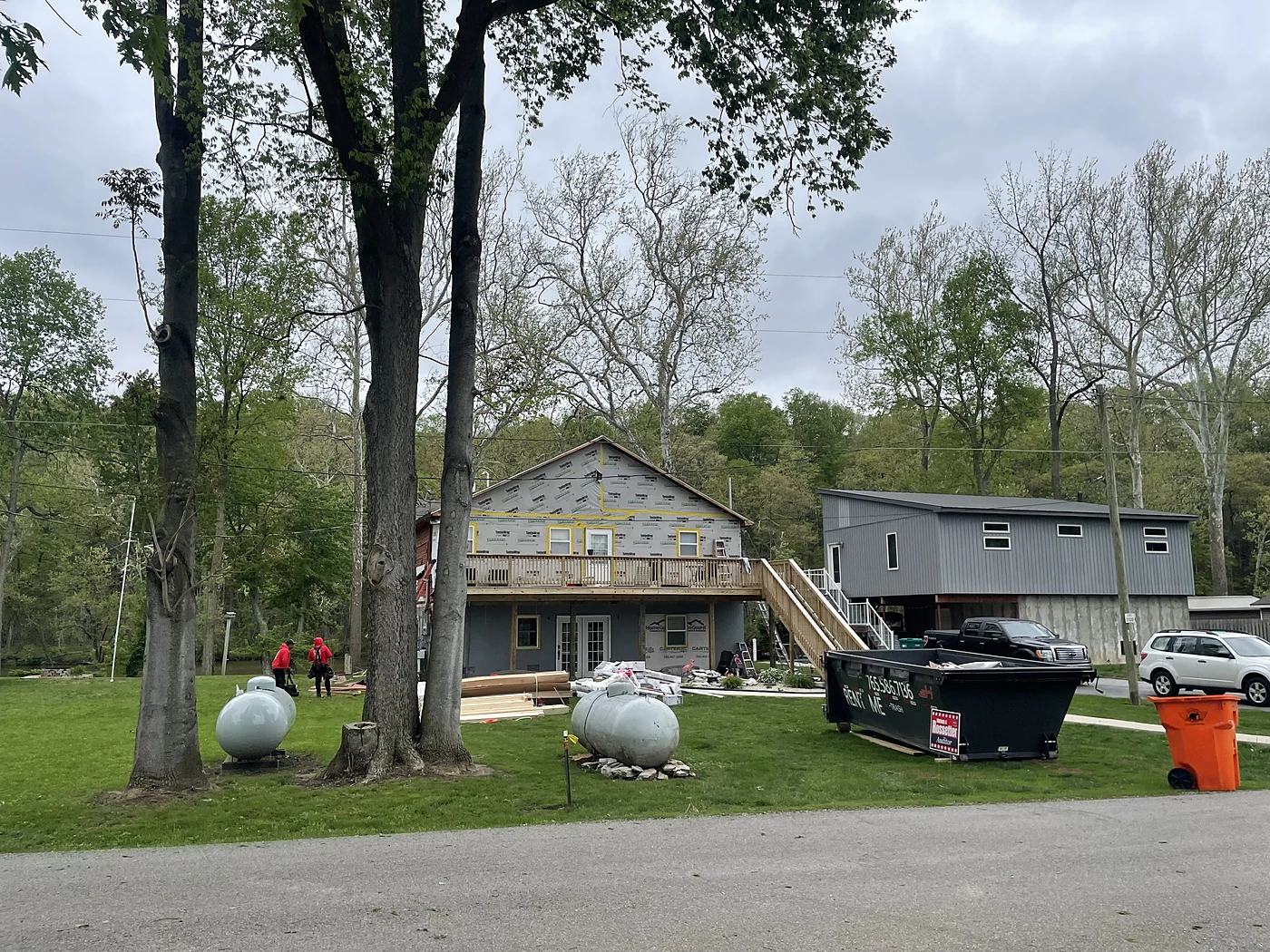 Home mid-renovation with unfinished exterior