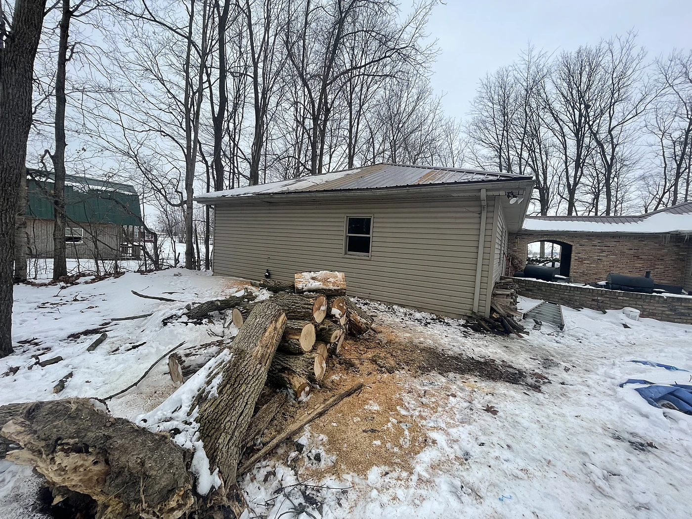 Building cleared and repaired after storm damage